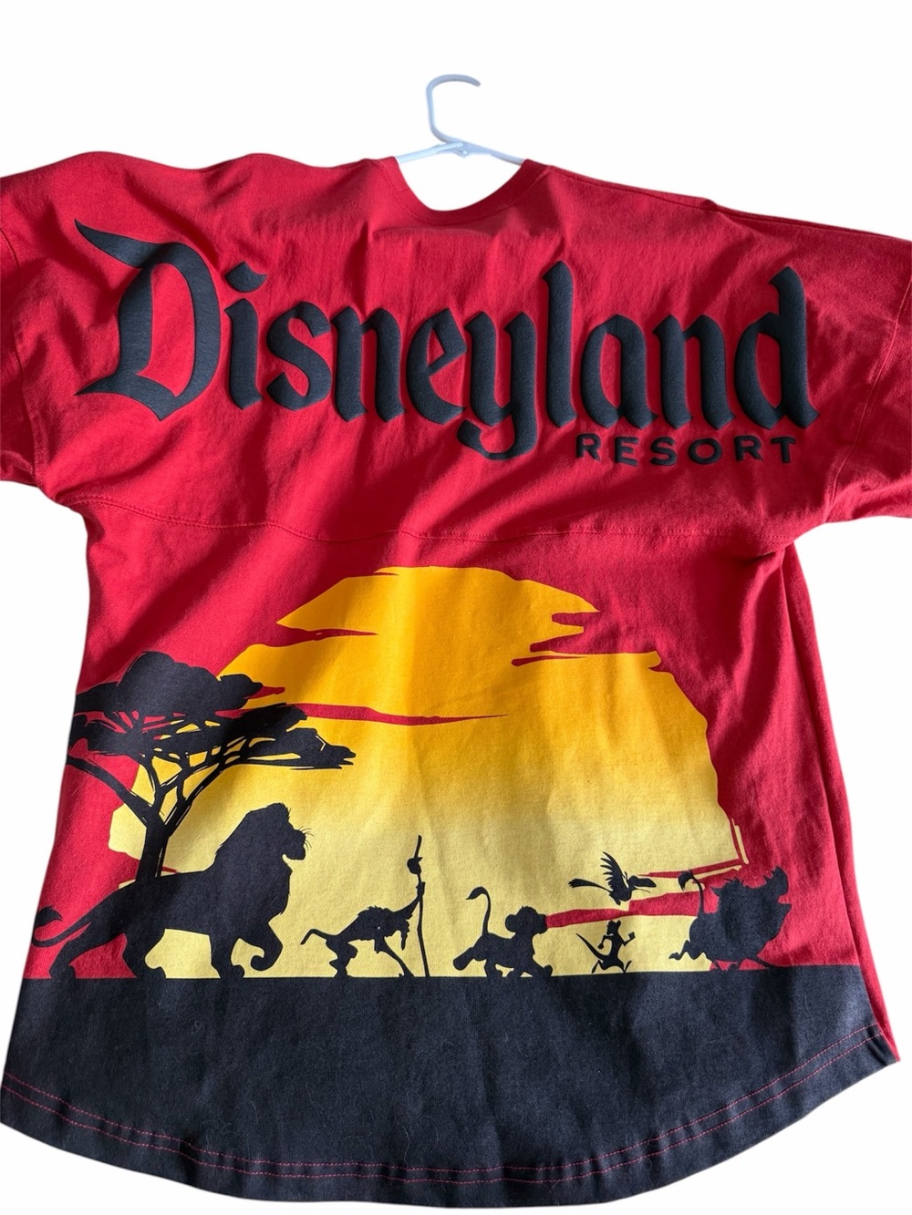Disney Red Tee with Yellow Sunset Lion King Silhouette